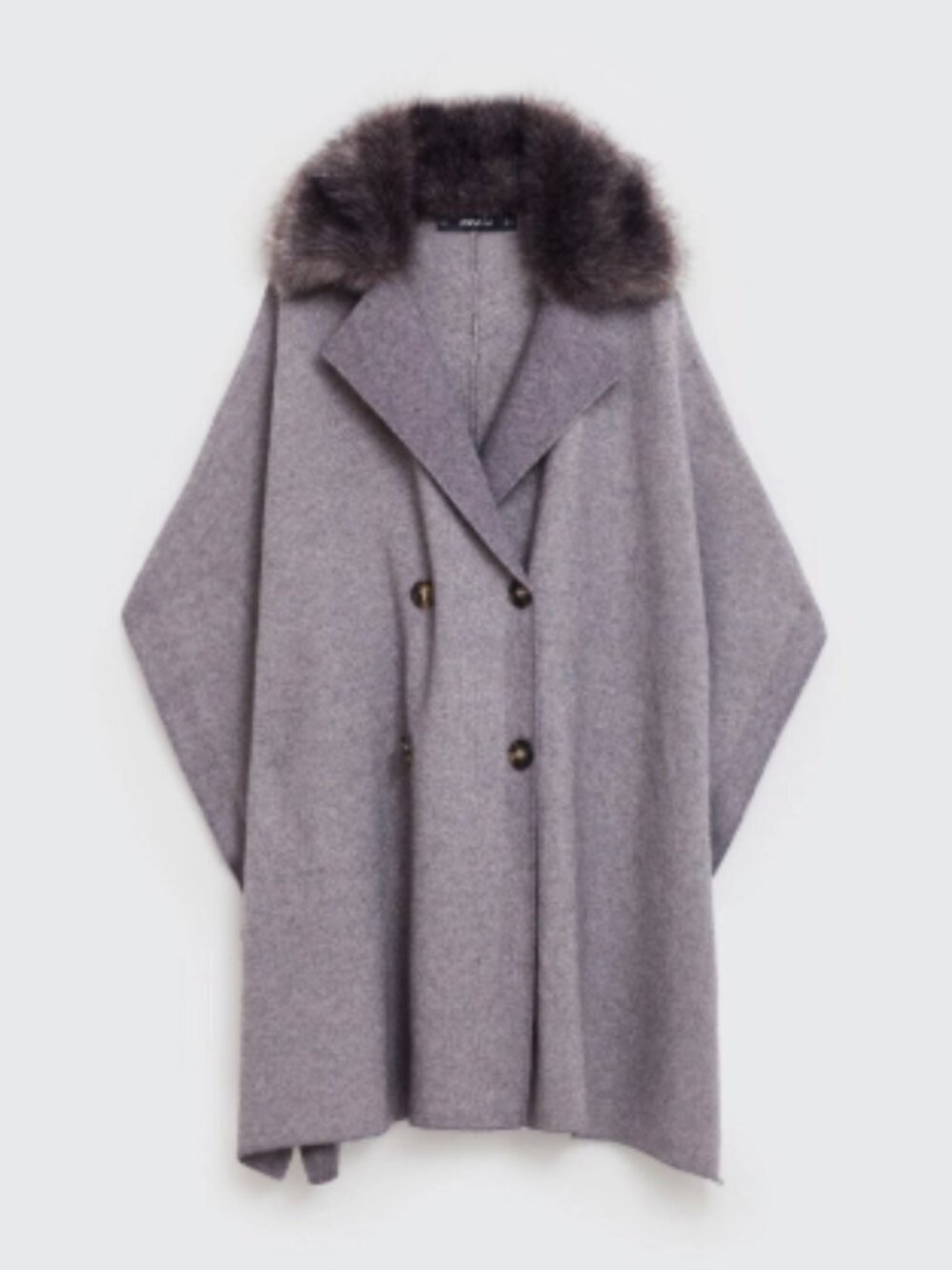 Zara Coat Jacket Fur Collar Knit Cape Poncho Faux Coat Jacket S